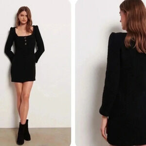 Ba&sh black Merveille wool blend square neck shift dress